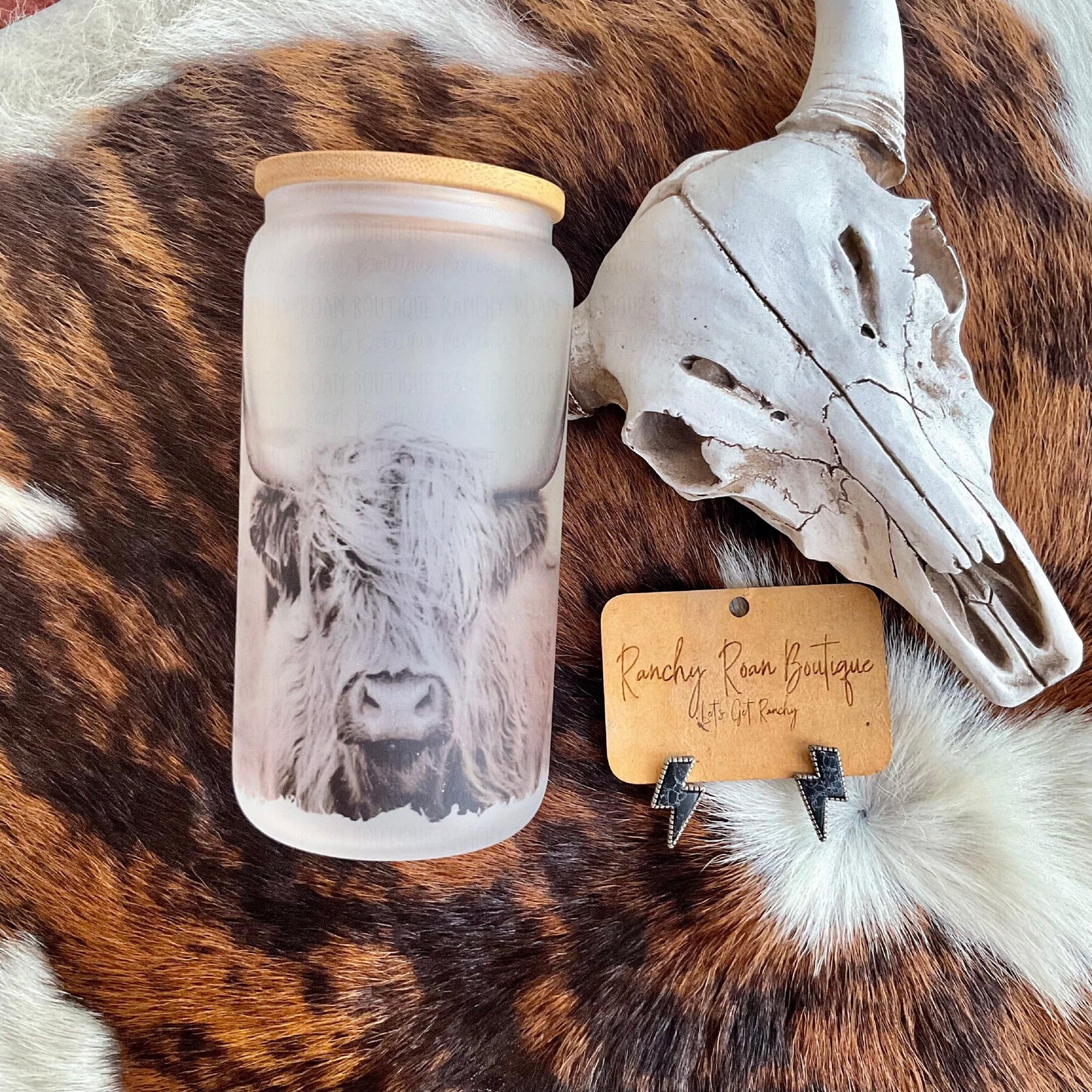 Highland Frosted Glass 16 oz Western Tumbler