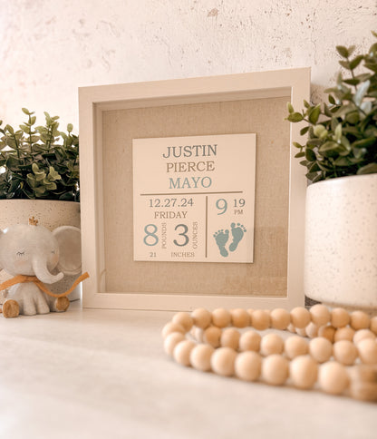 Baby Stats Keepsake Frame - Color