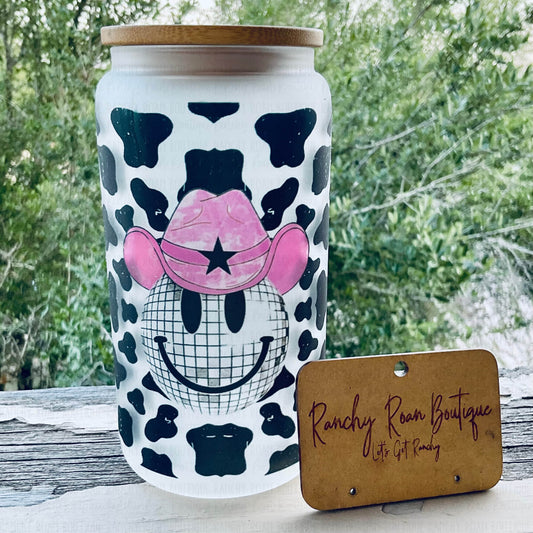 Cow Print Disco Cowgirl 16 oz Western Tumbler