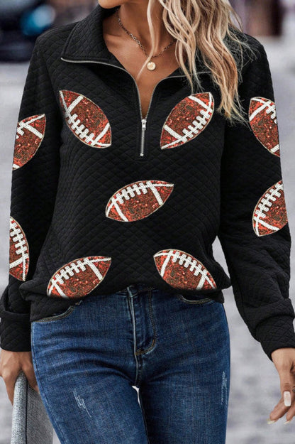 Sequin Football Quarter Zip