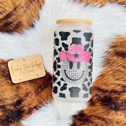 Cow Print Disco Cowgirl 16 oz Western Tumbler