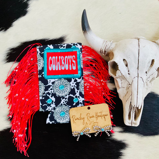 Cowboys Red Fringe Koozie