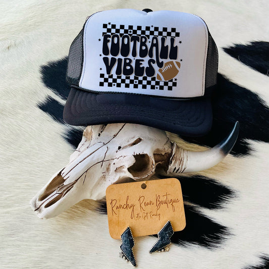 Football Vibes Checkered Western Trucker Hat