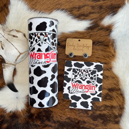 Wranglin Mama Cow Print 20 oz Tumbler