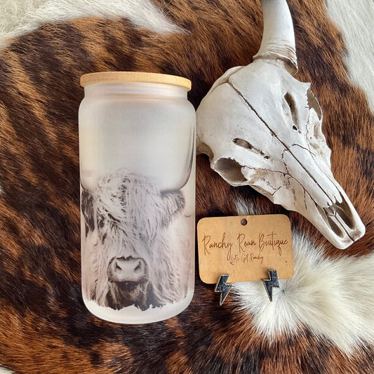 Highland Frosted Glass 16 oz Western Tumbler