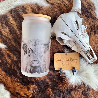 Highland Frosted Glass 16 oz Western Tumbler