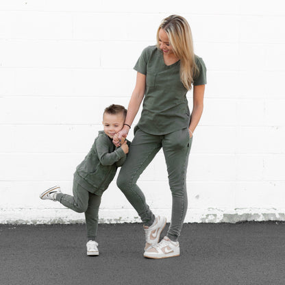 MAMA JOGGERS- Moss Snow Wash