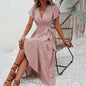 Summer Floral Boho Dress - Short Sleeve Ruffle Flowy Maxi Dresses