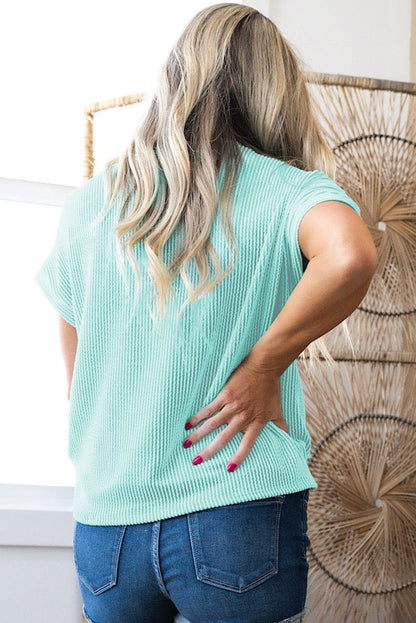 Corded Knit Crew Neck Tee