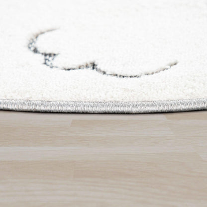 Kids Rug Tweet Round Play Mat Llama Motif in Mottled Grey