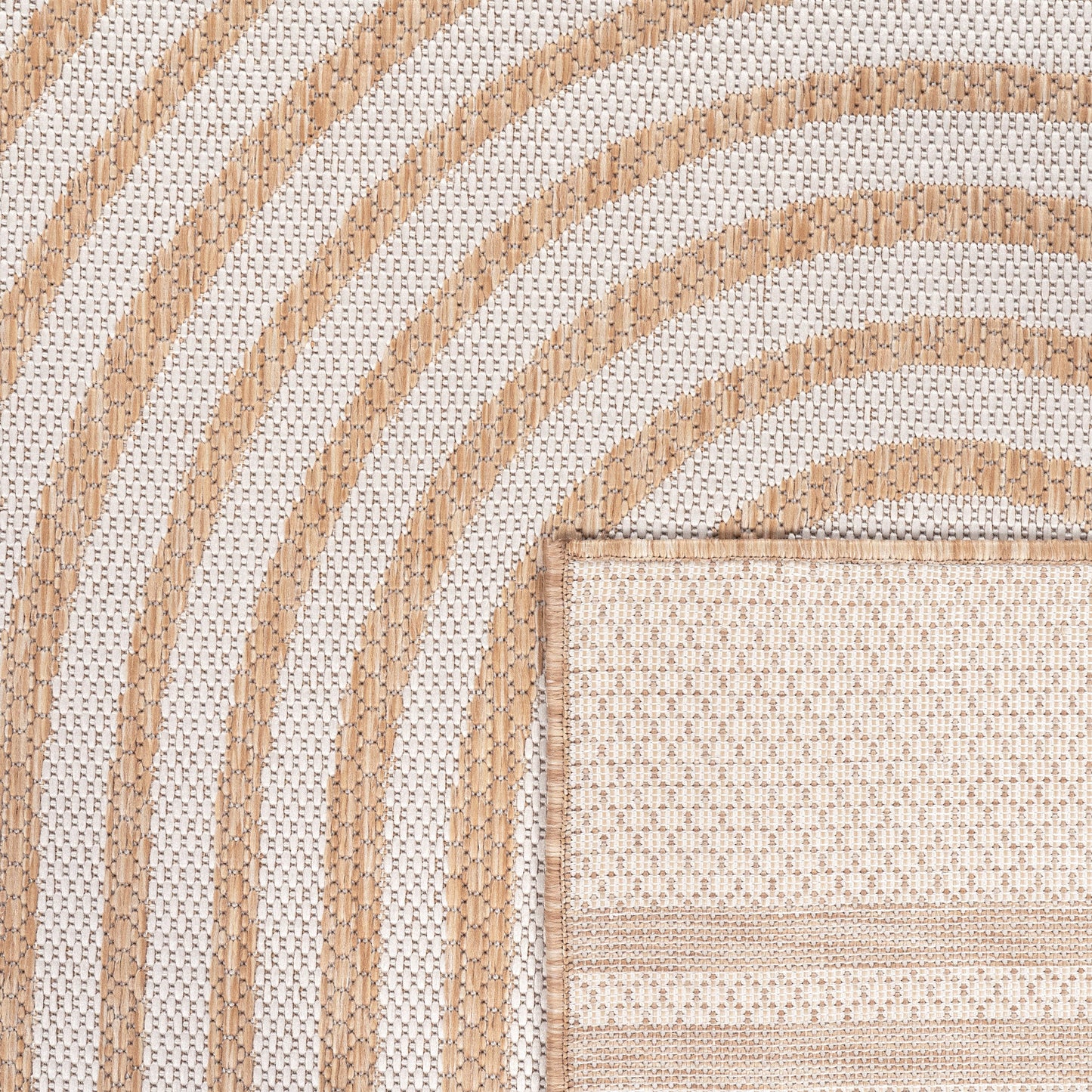 In- & Outdoor Rug Captera with Minimalistic Line Pattern in Nature Beige
