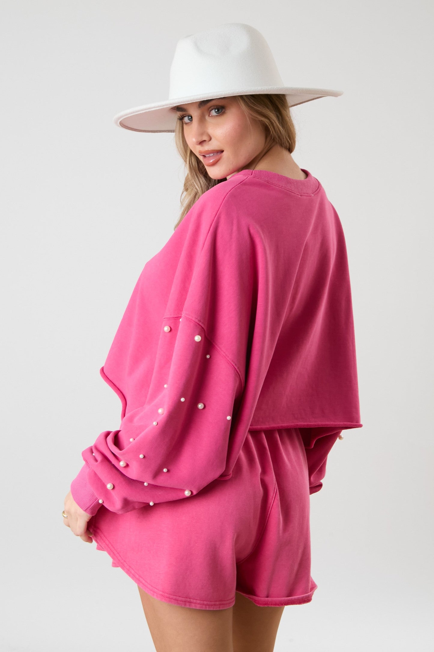 Pink Crop Pearl Set