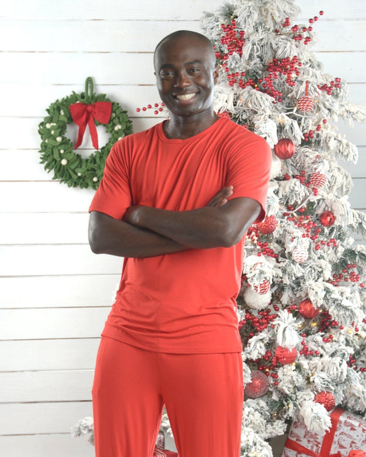 Adult Men's Bamboo Pajamas in Red