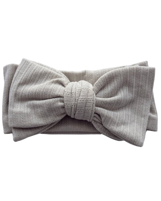 Skinny Knit Large Bow Headband - Ivory