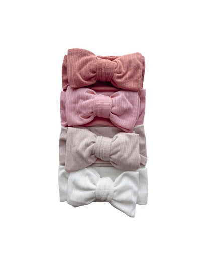 Skinny Knit Large Bow Headband - White