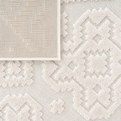 In- & Outdoor Rug Marrakesh High-Low Diamond Effect Pattern Cream